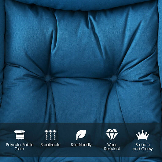 Modern Polyester Fabric Lazy Chair with Steel Frame and Side Pocket-Navy - Color gallery