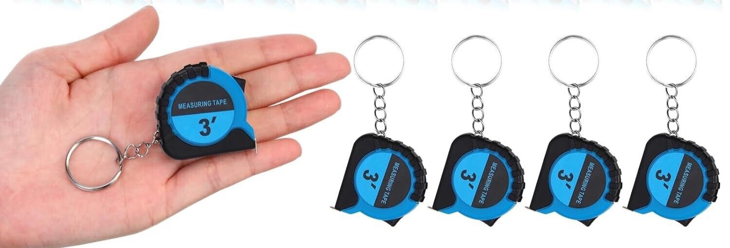 4 lot-3 ft Keychain Mini Retractable Measuring Tape with Lock Easy Read (BLUE) gallery