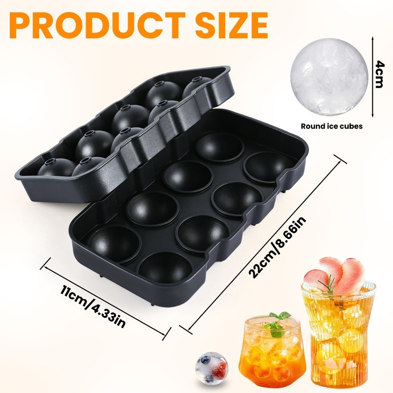 Round Ice Balls Maker Tray 8 Sphere Molds Cube with Funnel for Whiskey Cocktails gallery
