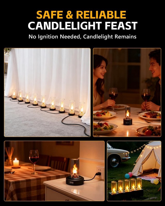 2PCS USB Flame Light Flickering LED Clear Glass Night Light Simulated Light Lamp gallery