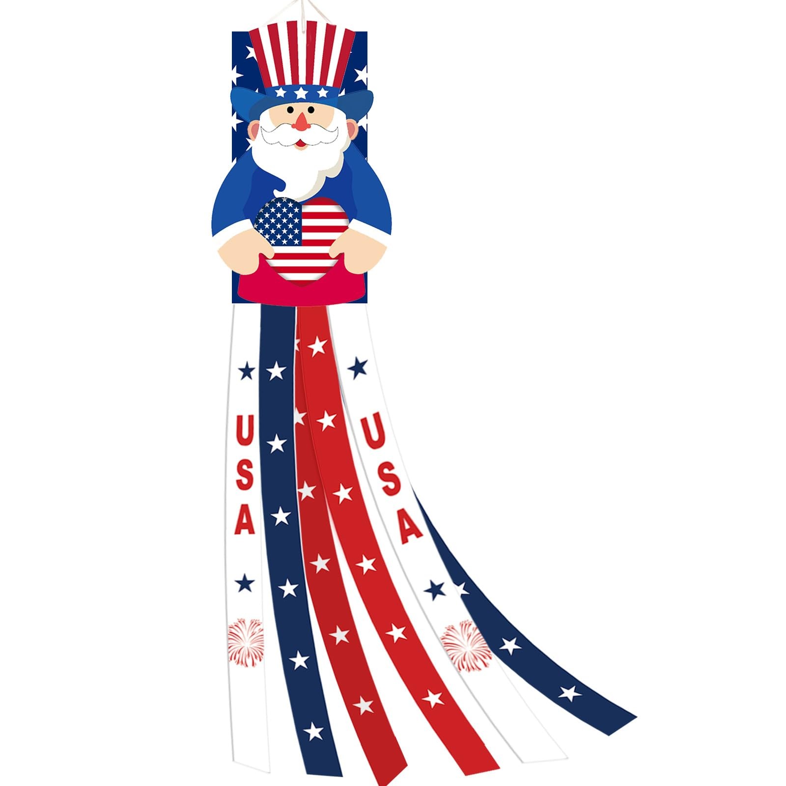 40 Inches Uncle Sam Windsock Decoration, Patriotic USA Themed Multi Color gallery