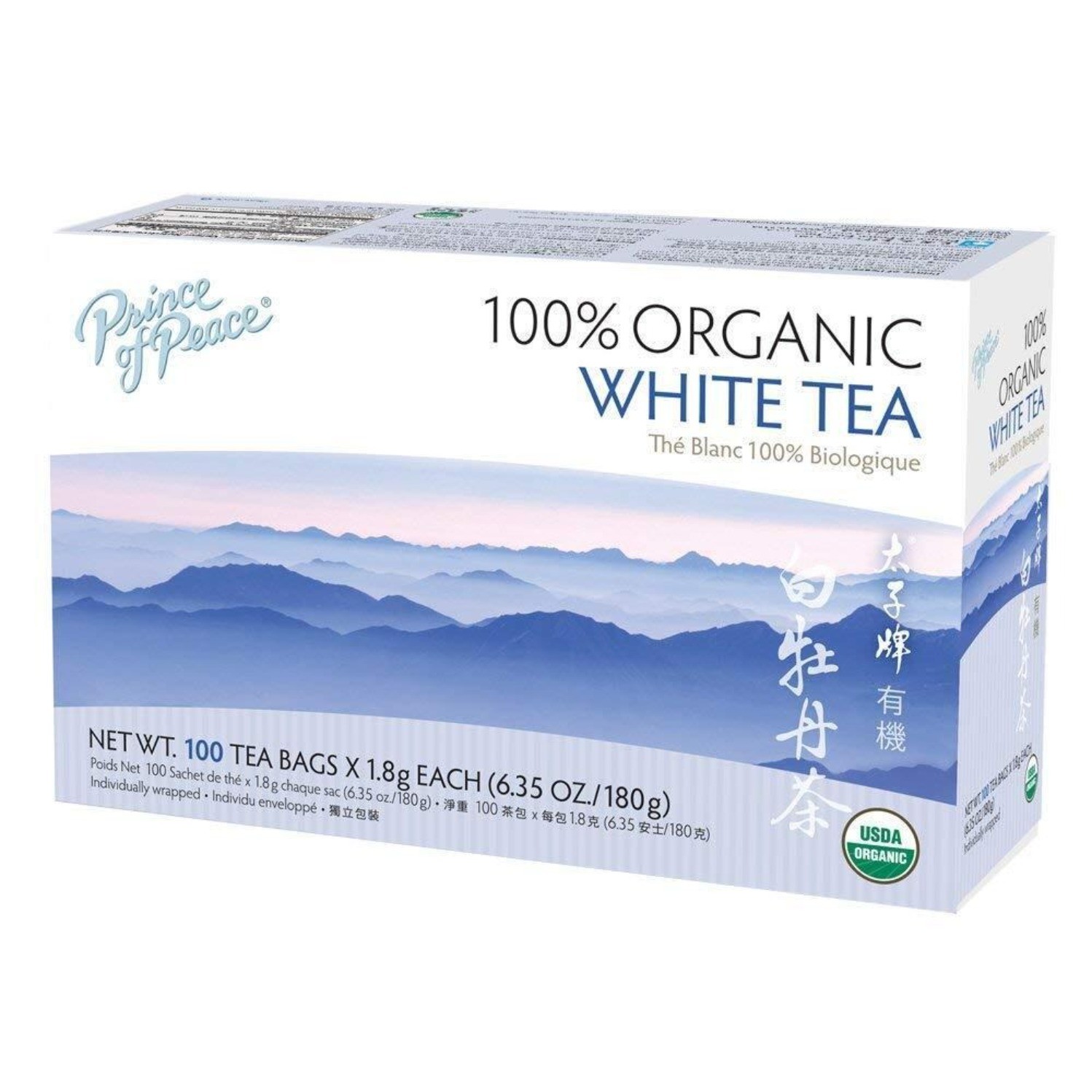 100% Organic White Tea, 100 Tea Bags Each Box -Prince of Peace gallery
