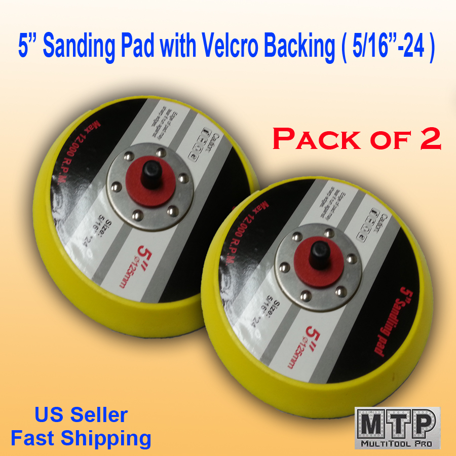 2x 5" Hook & Loop Sanding Pad 5/16 24 TPI Thread DA Sander Grinder Polishing Air