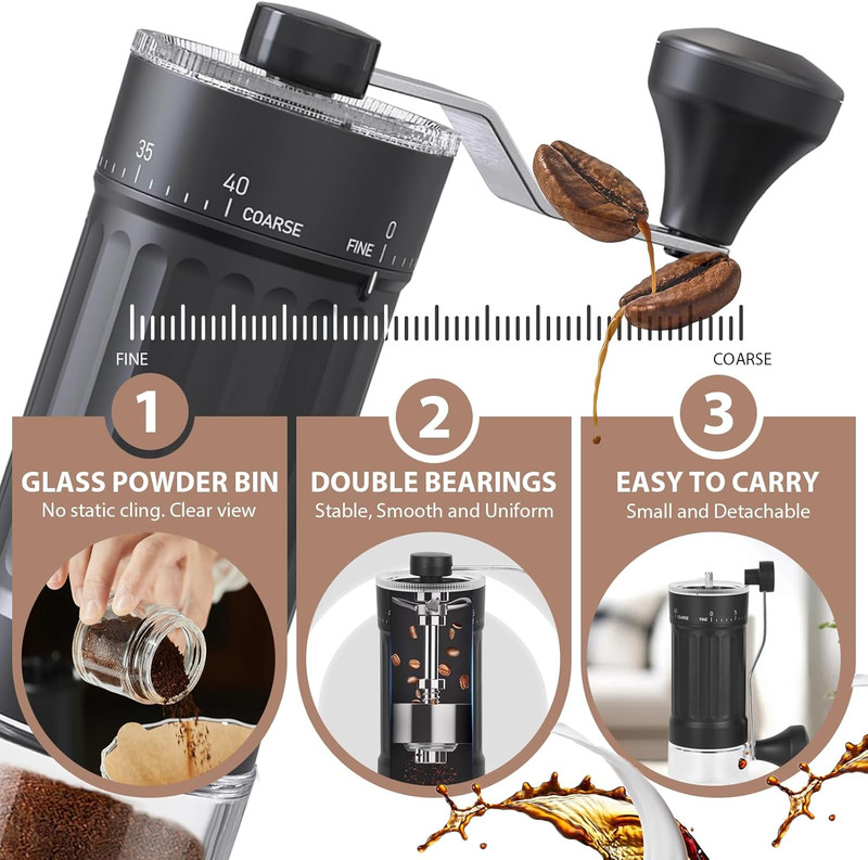 Manual Coffee Grinder with 40 External Adjustments, 30G Capacity Hand-Crank Bean gallery