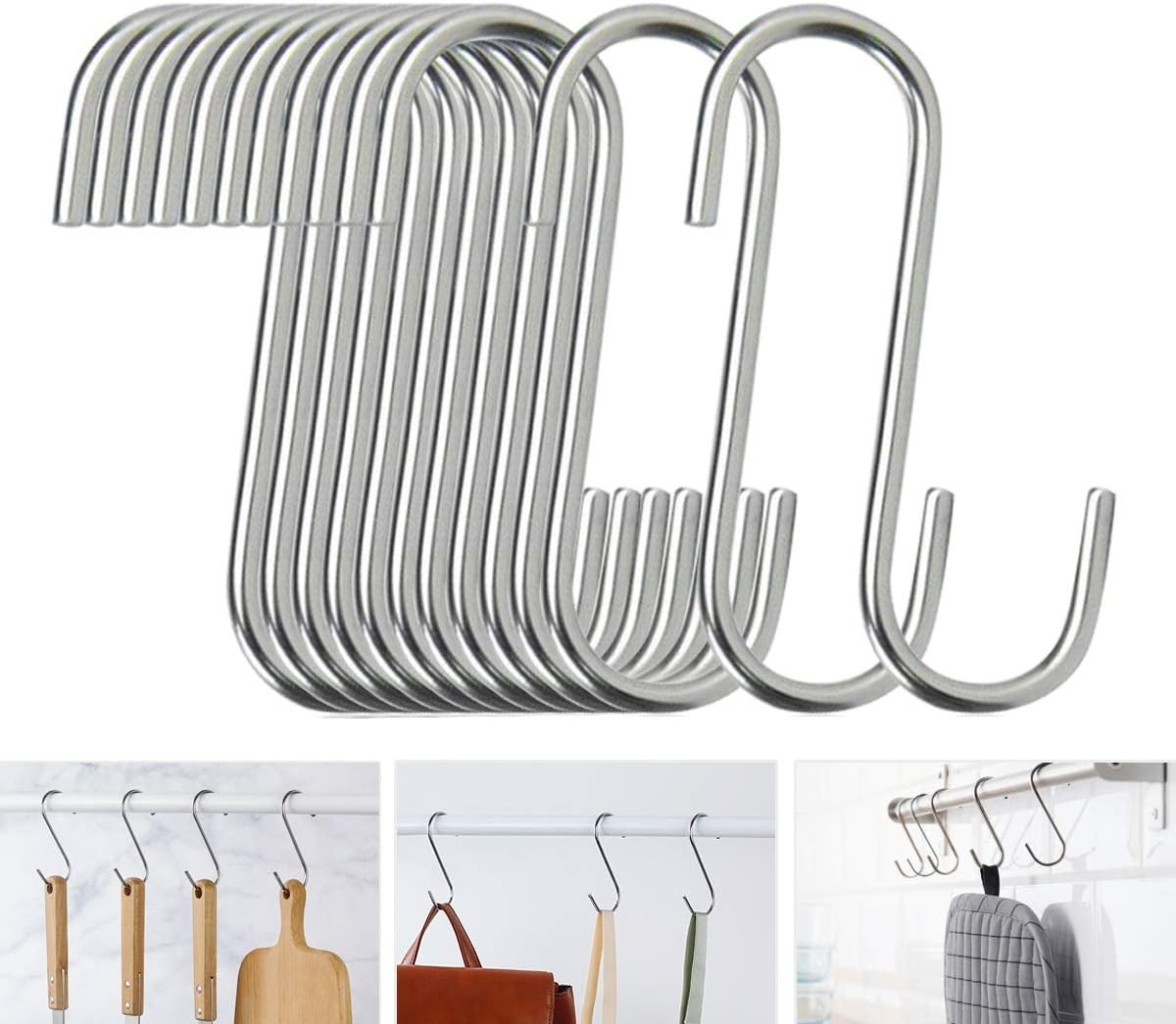40 Pack S Hooks - Stainless Steel Heavy Duty S Hooks for Hanging pots, Pans gallery