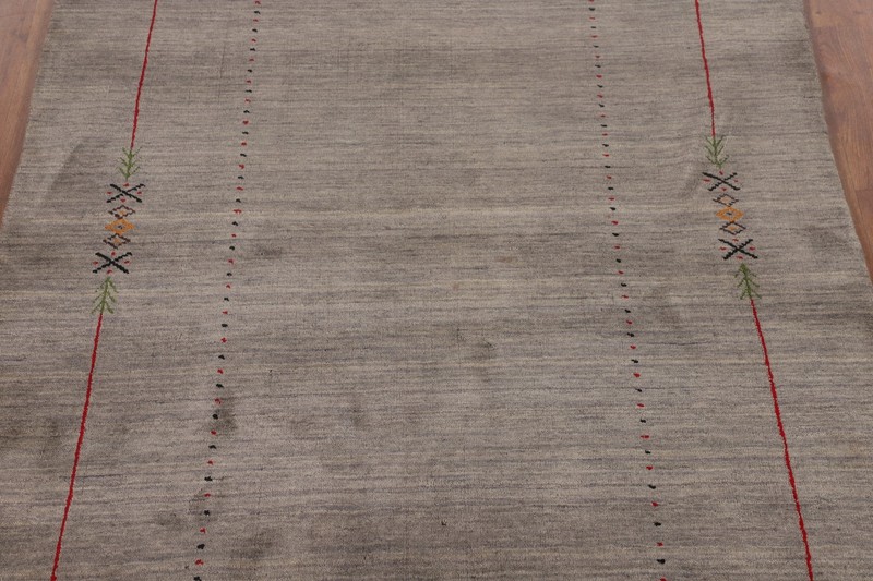 Bordered Gray Traditional Gabbeh Rug Hand-knotted Wool Rug 5x8 ft. gallery