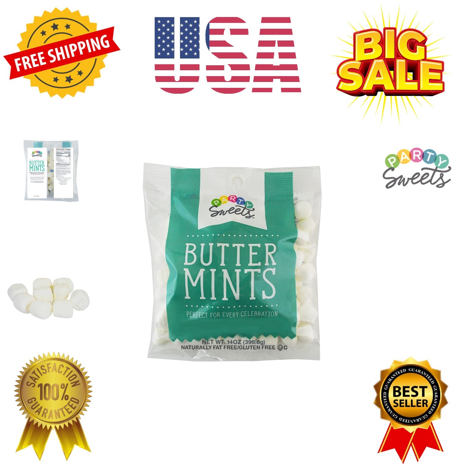 White Buttermints, 14 Ounce, Appx. 100 pieces from gallery