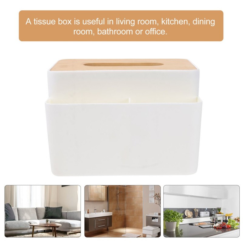 Plastic Home Tissue Box Holder White for Living Room Kitchen and Office gallery