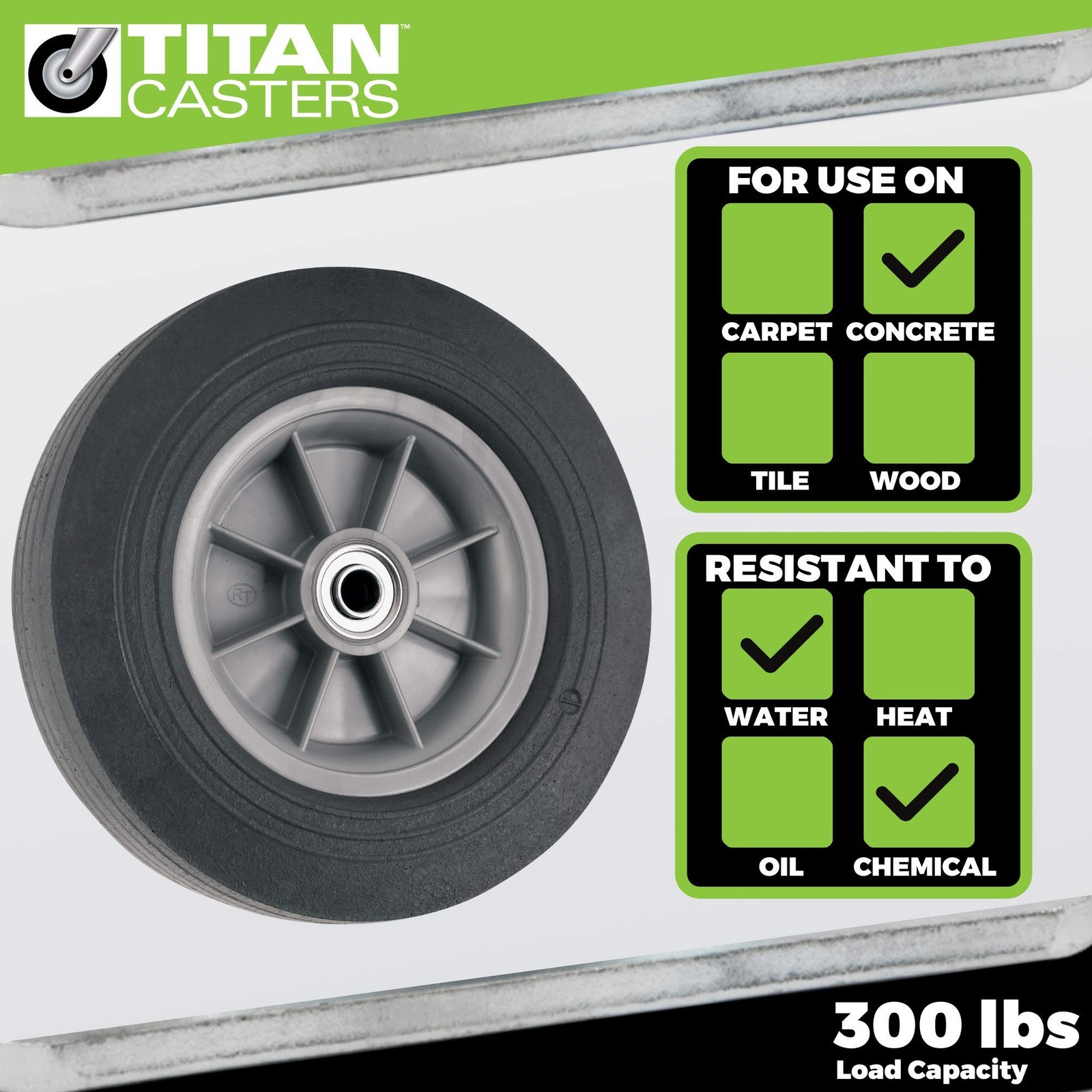 Flat Proof Wheel - 10-Inch - 300 lb. Load Capacity - For use on Wagons Carts ... gallery