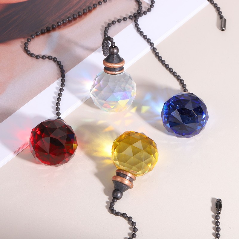 2Pack Ceiling Fan Pull Chain 12" Crystal Pendant Pull Chain Extension Colorful gallery
