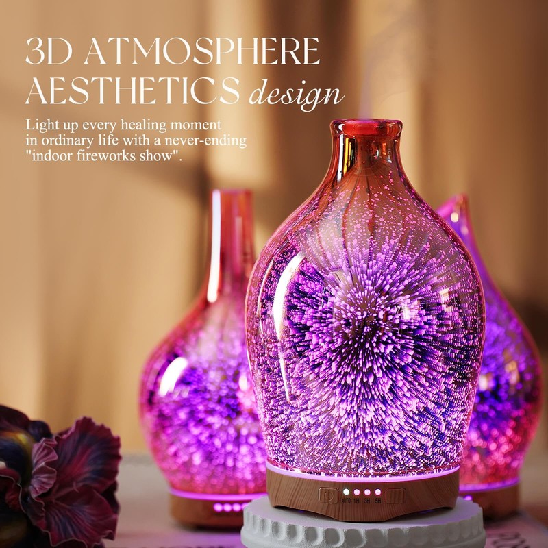Porseme 280ml Essential Oil Diffuser 3D Glass Aromatherapy Ultrasonic Humidif... gallery