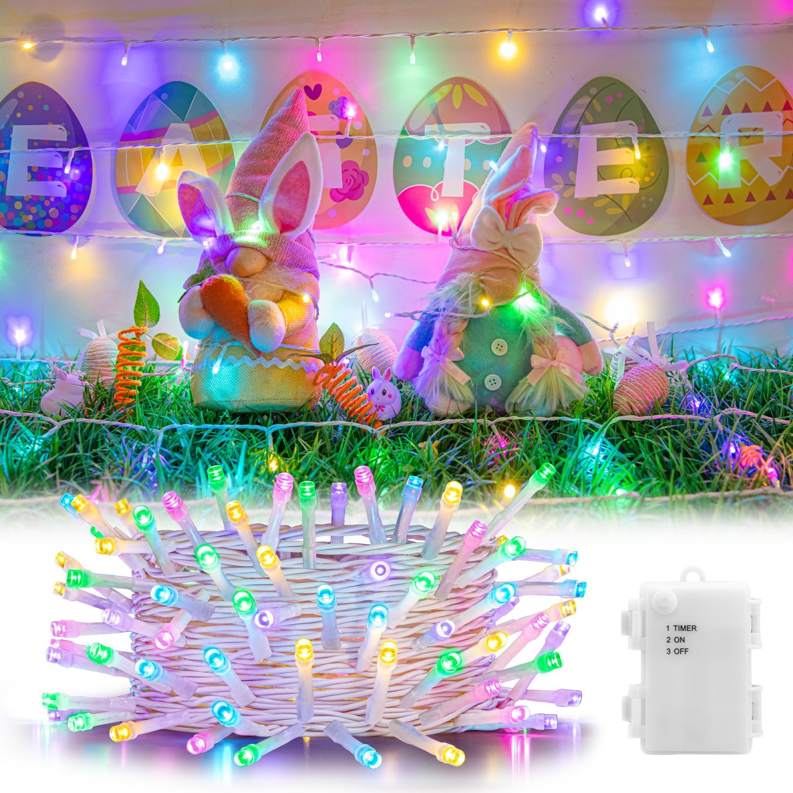 Easter String Lights Battery Operated, Pastel Easter Lights with Timer 16.4ft... gallery