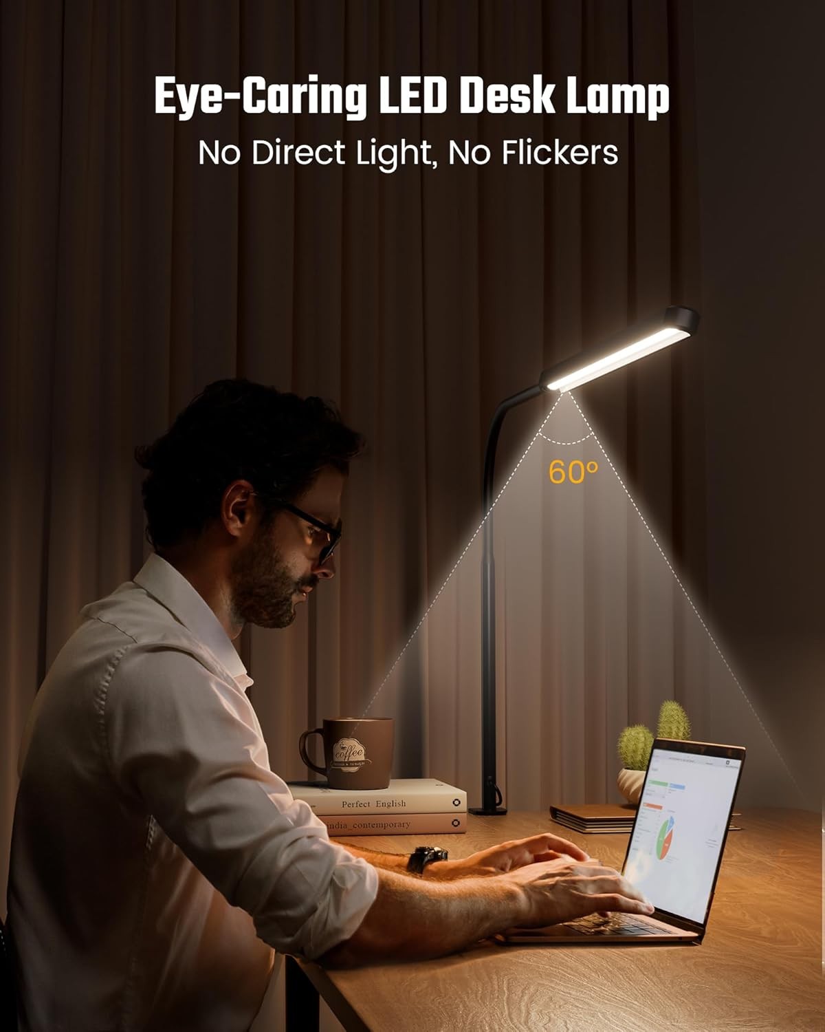Eye-Caring LED Desk Lamp 360° Flexible Gooseneck Work Lamp with Desk Side Clamp gallery