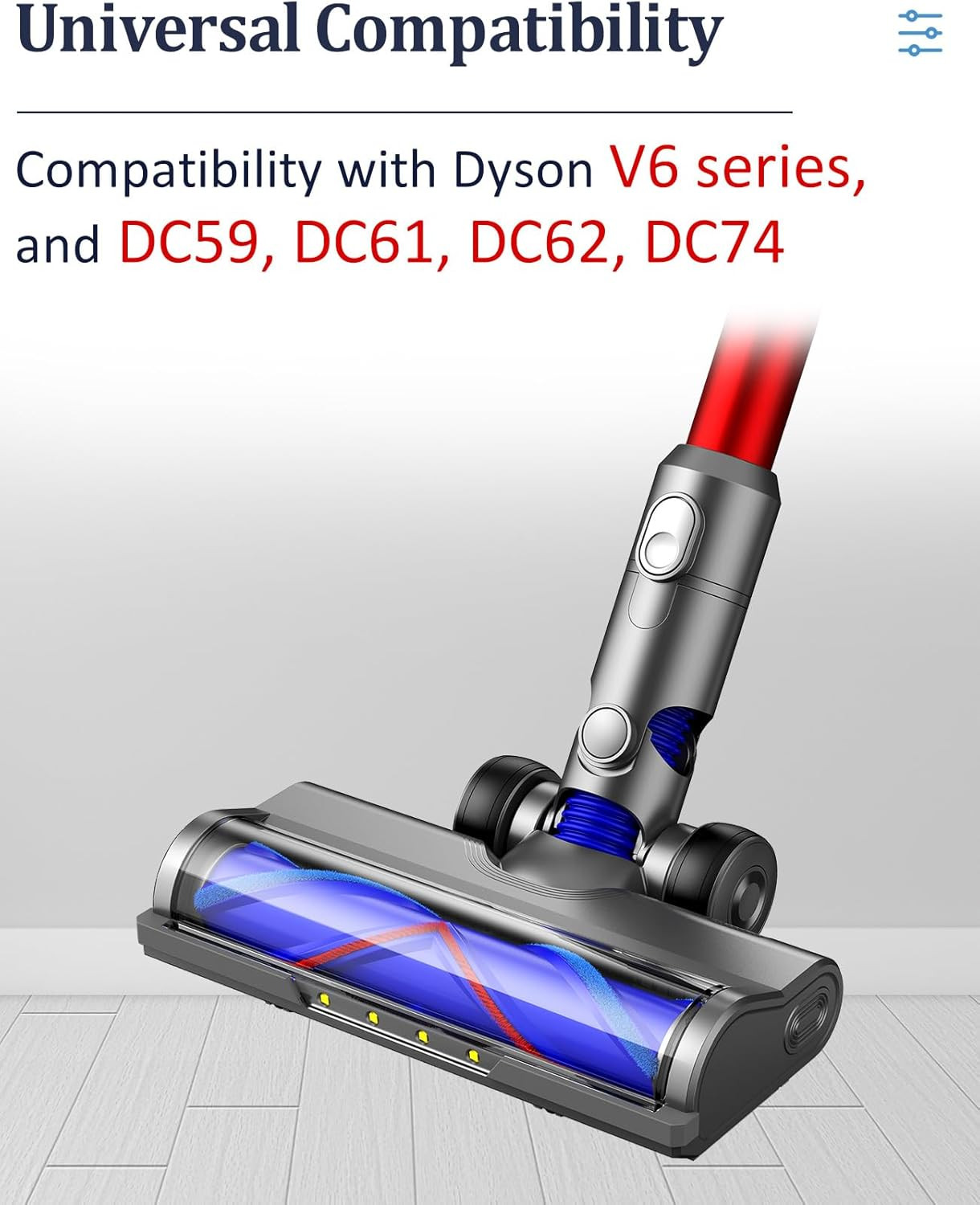 Vacuum Attachments for Dyson V6 Cleaners, Brush Motorhead Head with LED Lights f gallery