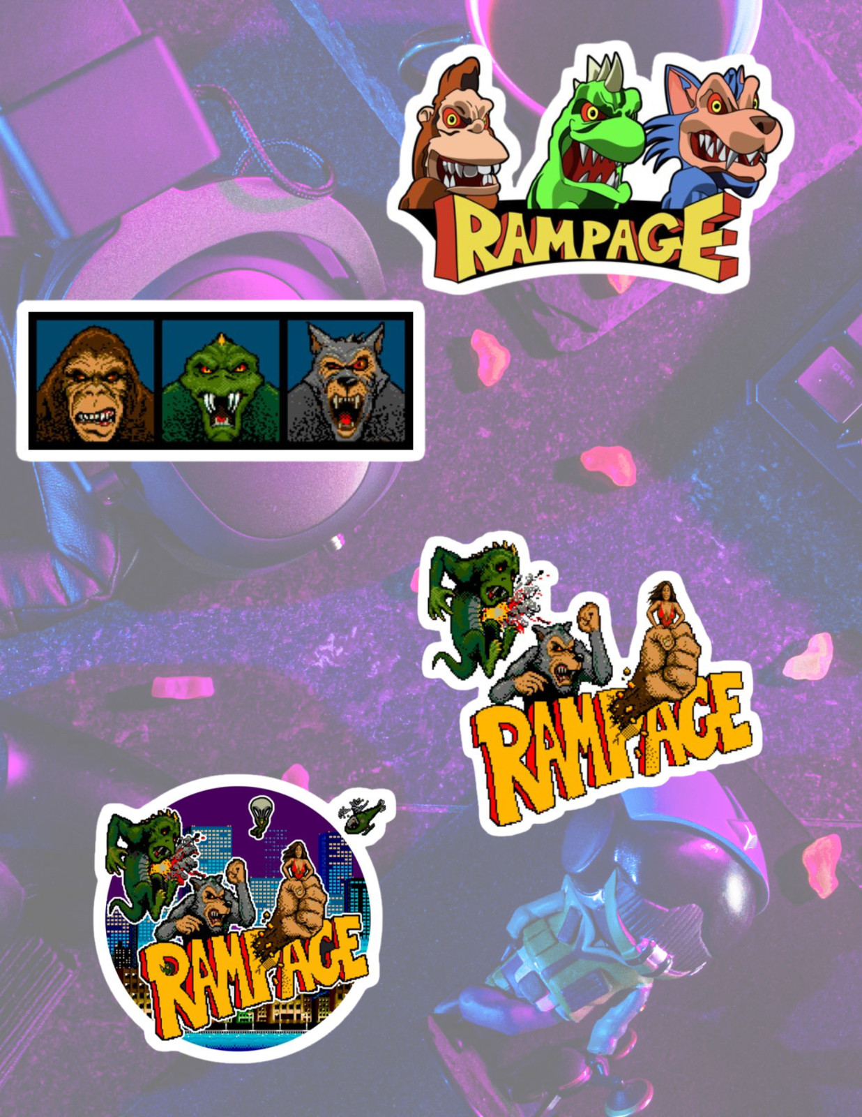 Rampage Retro Video Games 4pc Sticker Pack gallery