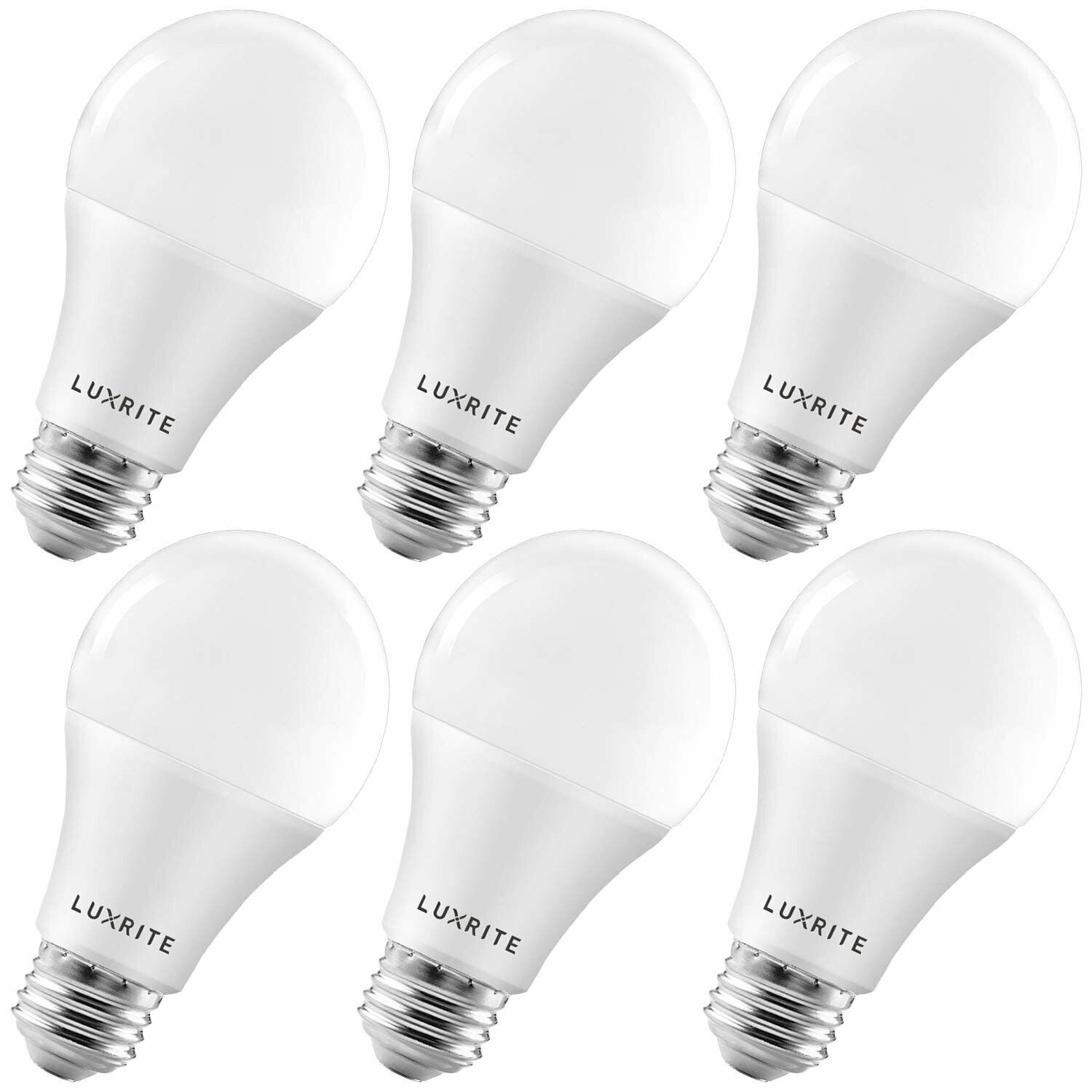 6x Luxrite A19 LED Bulb 100W Equivalent 2700K Enclosed Fixture Rated 1600lm E26 gallery