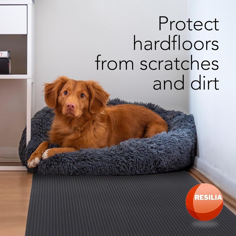 Black Plastic Floor Runner - Embossed Wide Rib Waterproof Vinyl, Heavy Duty P... gallery