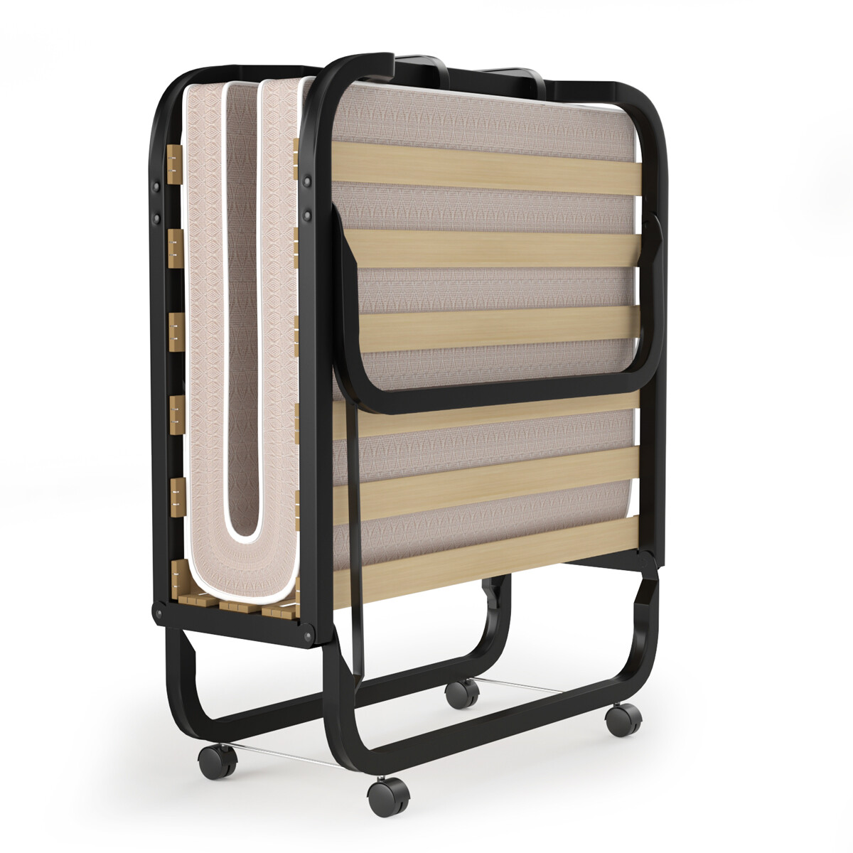 Folding Bed w/Memory Foam Mattress Rollaway Metal Bed Sleeper Made in Italy gallery