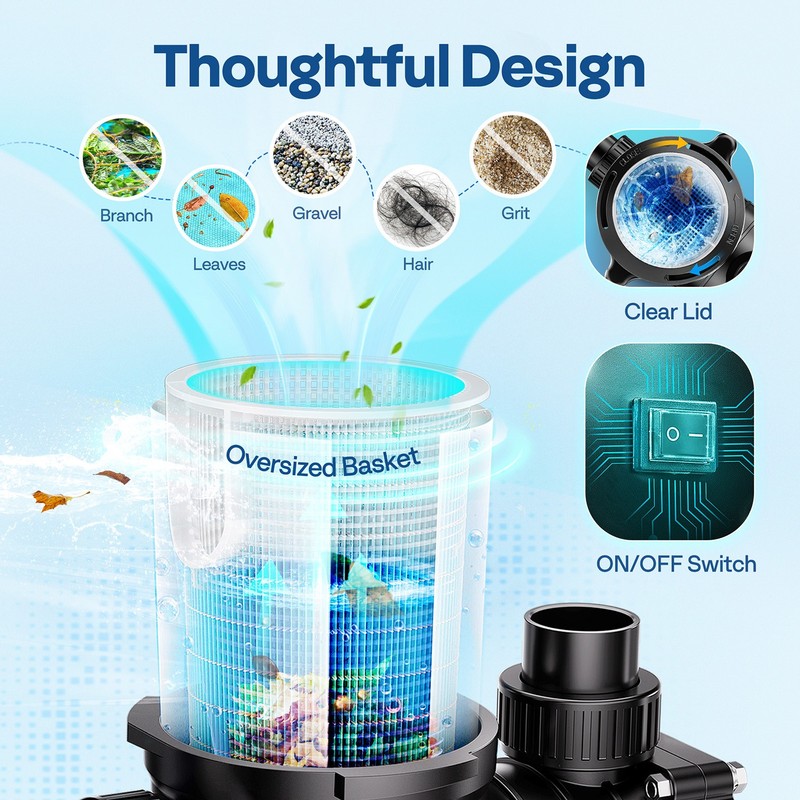 Self Primming Swimming Pool Pump In/Above Ground 2.0HP 6500GPH w/ ON/OFF Switch gallery