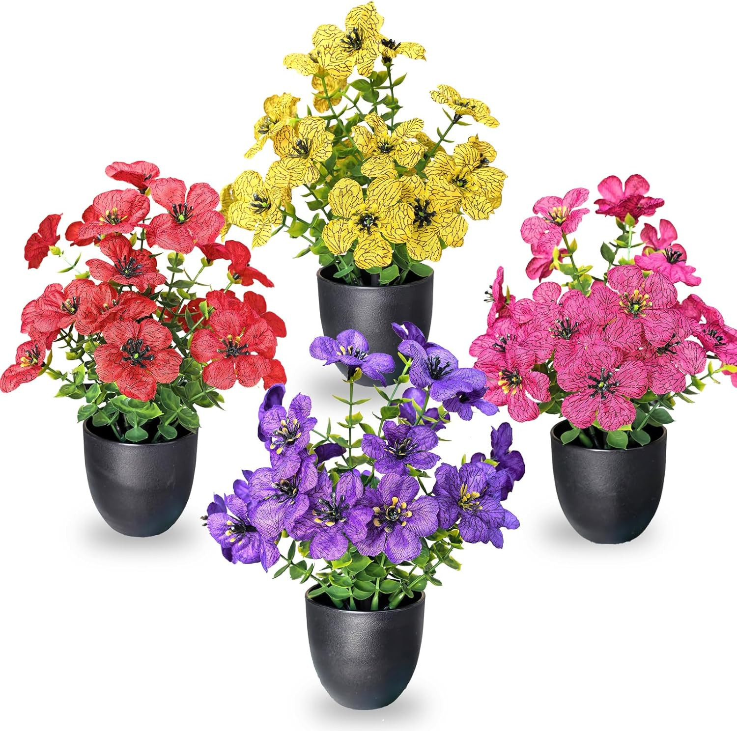 Small Fake Plants 4 Packs Artificial Flowers in Pots Home Decor Fake Flowers Dec gallery