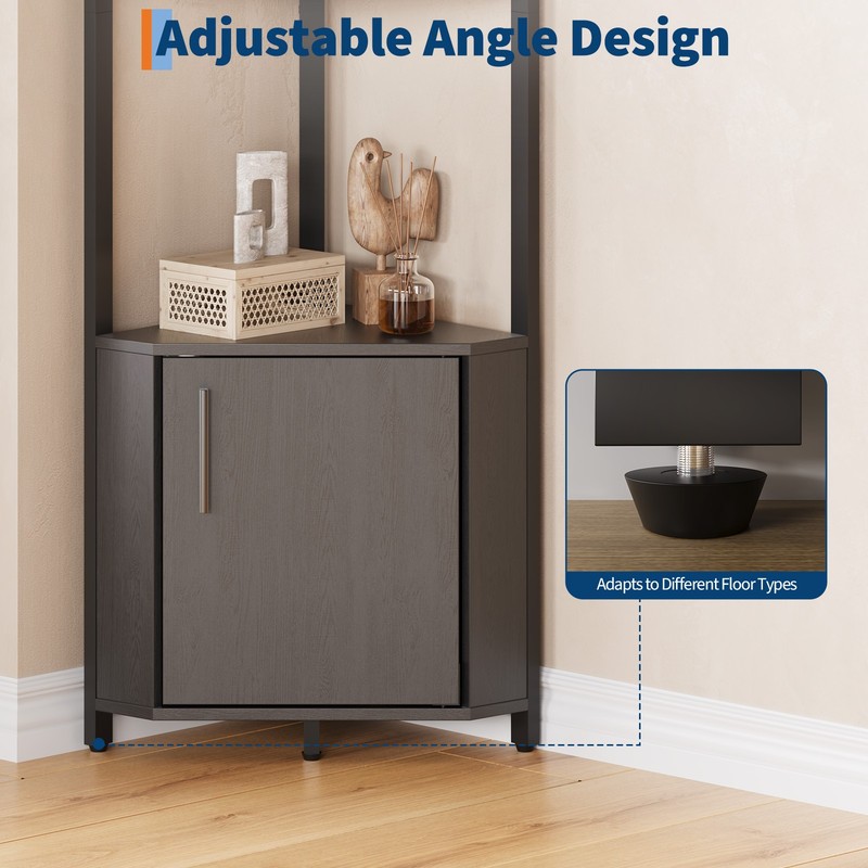 Corner Shelf with Storage 5-Tier Corner Storage Cabinet for Living Room Bedroom gallery