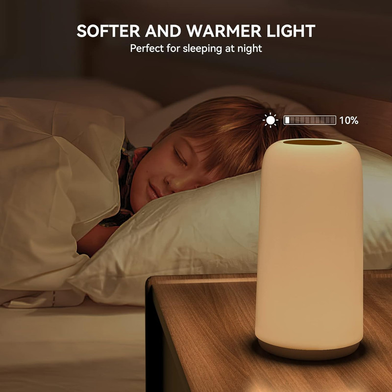 Touch Bedside Table Lamp, [Sleek Design & RGB Mode] 3 Way Dimmable Small Lamp fo gallery