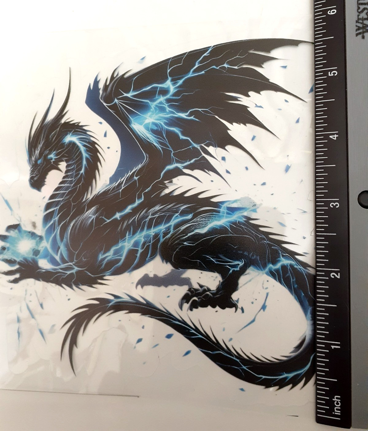 Thunder & Lightning Dragon Vinyl Decal Sticker 5.75" x 5.75" Clear Background gallery