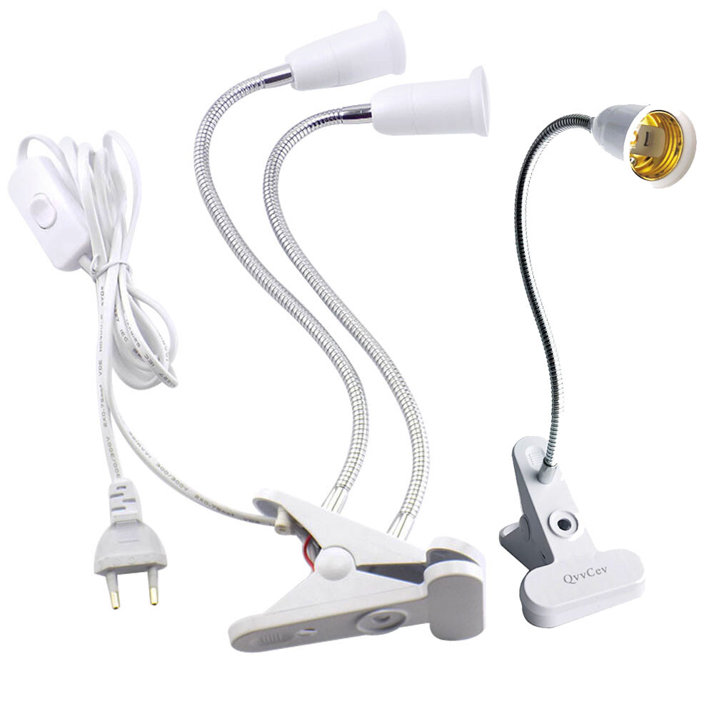 360 Degree Rotation Flexible E27 Clip Bulb Lamp Holder Socket Base with Switch gallery