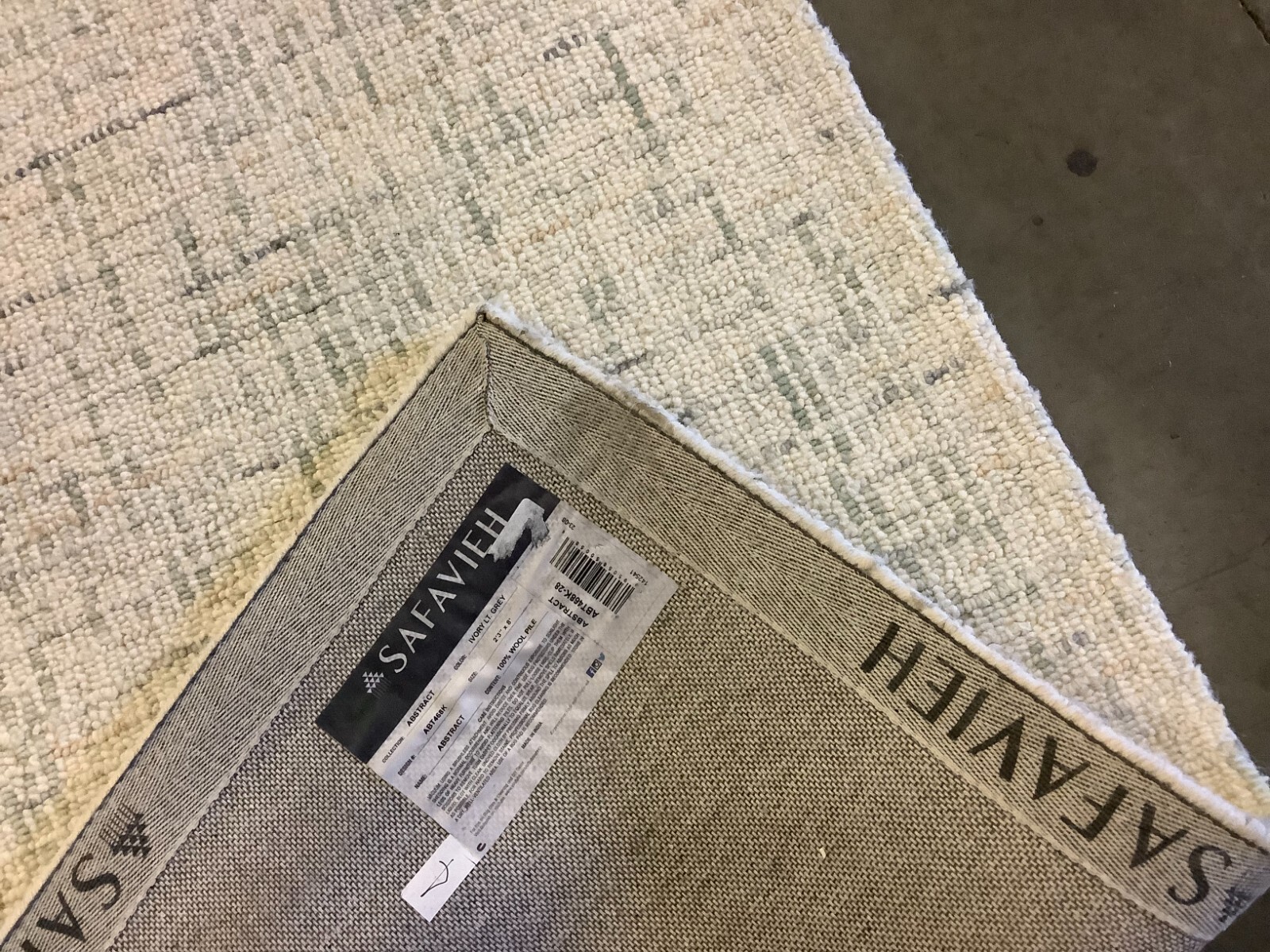 IVORY / L GREY 2'-3" x 8'-0" Back Stain Rug, Reduced Price 1172674532 ABT468K-28 gallery
