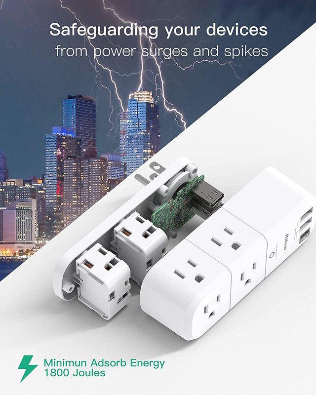 Outlet Extender with Rotating Plug, Surge Protector 6 AC Multi Plug Wall Outlet gallery