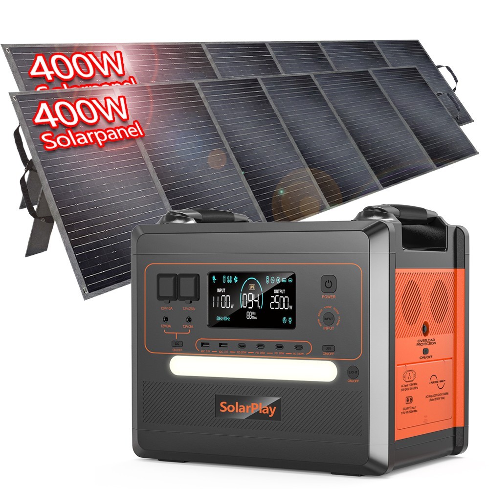 SolarPlay 2500W Power Station 2304Wh Solar Generator With 2Pcs 400W Solar Panel gallery