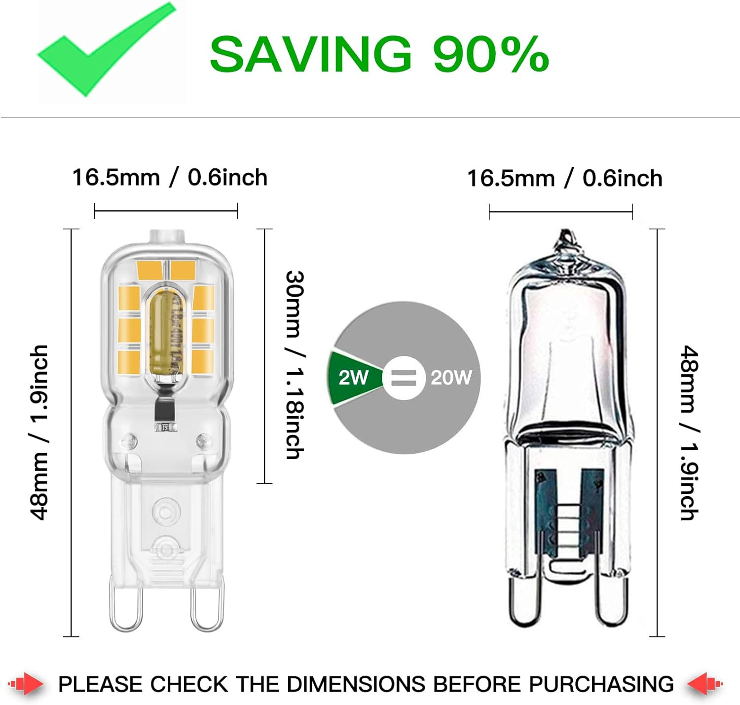 G9 Bi Pin Base, Warm White3000K, Non-Dimmable, 360 Beam Angle Bulb AC 120 V (10 gallery