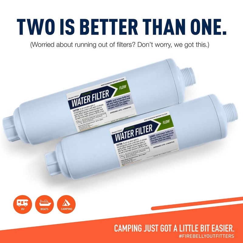 Firebelly RV/Marine Inline Water Filter KDF & GAC for RV Camper Boat 2 Pack gallery