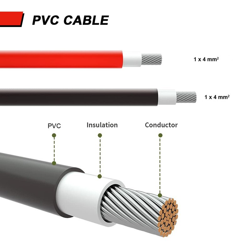 1 Pair Solar Panel Extension Cable Wire Solar Connectors 10 AWG Gauge Black Red gallery