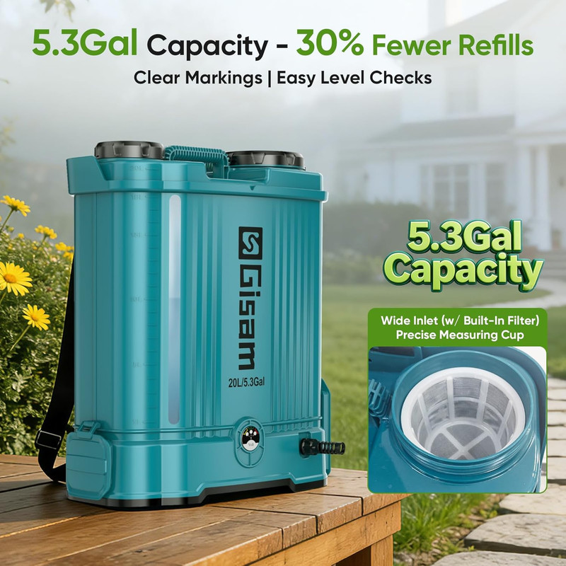 5.3Gal Battery Powered Backpack Sprayer, 120PSI Adjustable Pressure Electric Spr gallery
