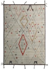 Modern Moroccan Berber Rug. 100% Wool. Beige Beni Ourain Design Carpet