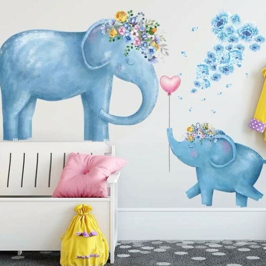Ext Large High quality PVC Removable elephants wall Decal for kids rooms- DIY gallery