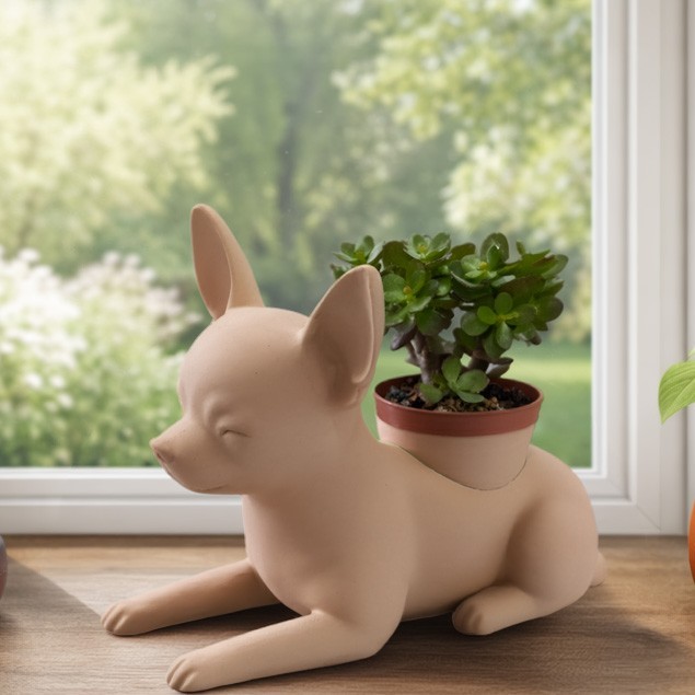 Chihuahua Planter Pot for 4 Inch Nursery Pots Dog Lover Gift Indoor Plant gallery