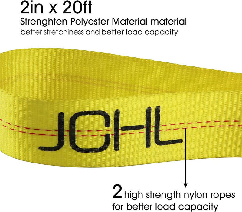 Nylon Tow Strap with Hooks 2”X20’ Car Vehicle Heavy Duty Recovery Rope 20,000 Lb gallery