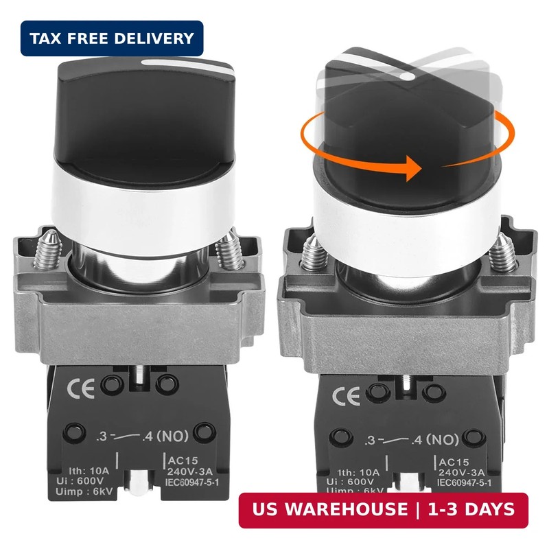 2 Pack 22mm 3 Position Maintained Selector Switch 2NO 660VAC 10A Panel Operators gallery