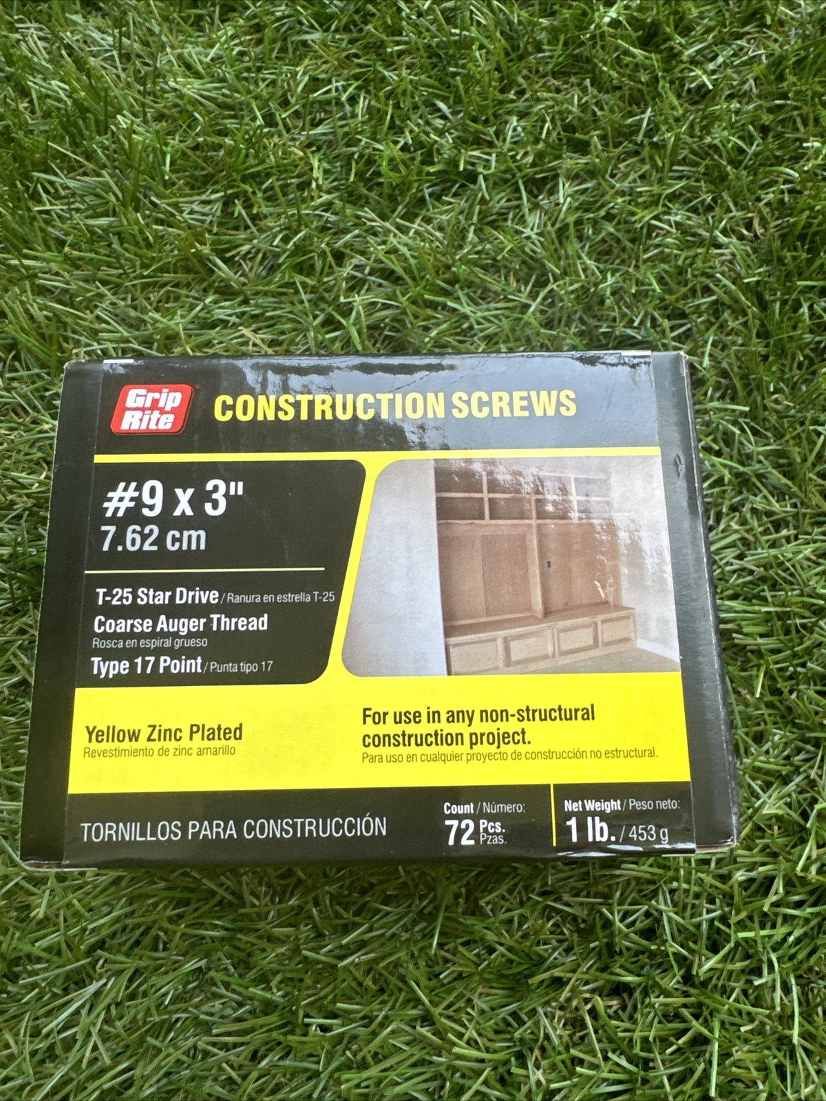 Grip Rite #9" x 3" Yellow Zinc Plated Construction Screws (1 lb-72 pc) 3GCS1 gallery