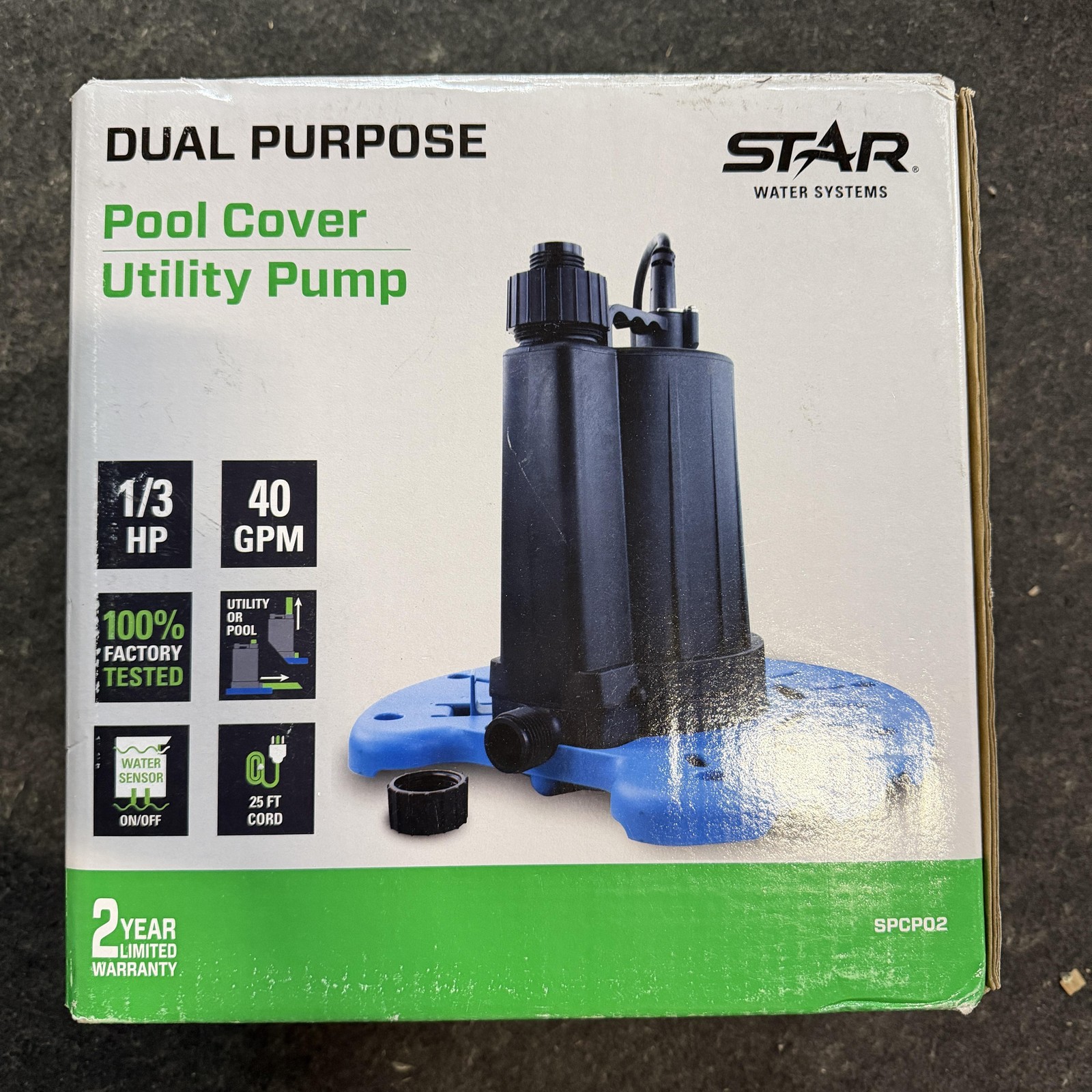 Star Water Systems SPCP02 Submersible Pool Cover Utility Pump 1/3 HP 40 GPM gallery
