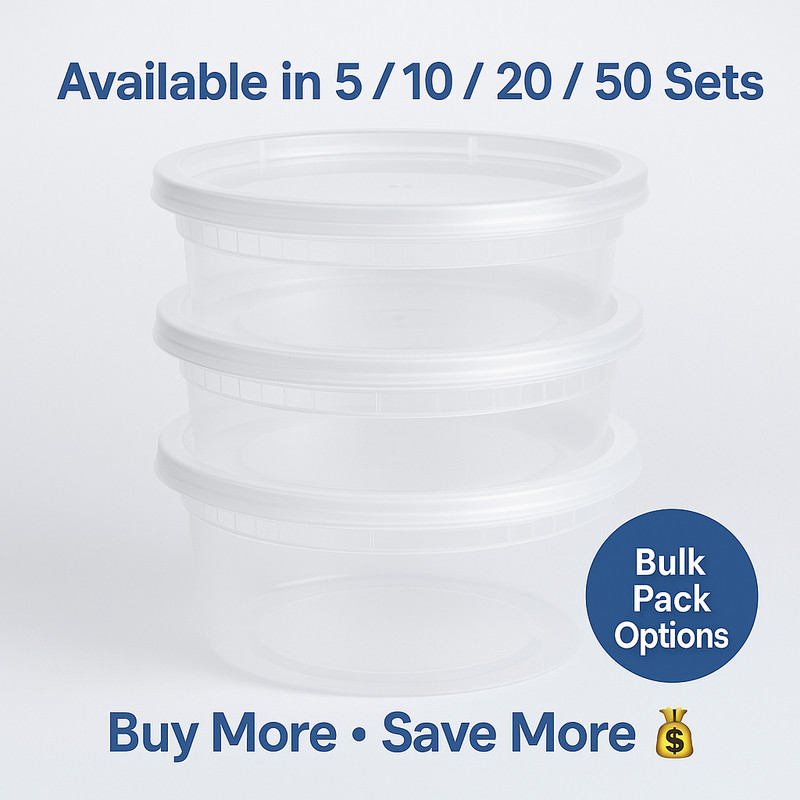 8 oz. Microwavable Translucent Plastic Deli Container and Lid Combo Pack gallery