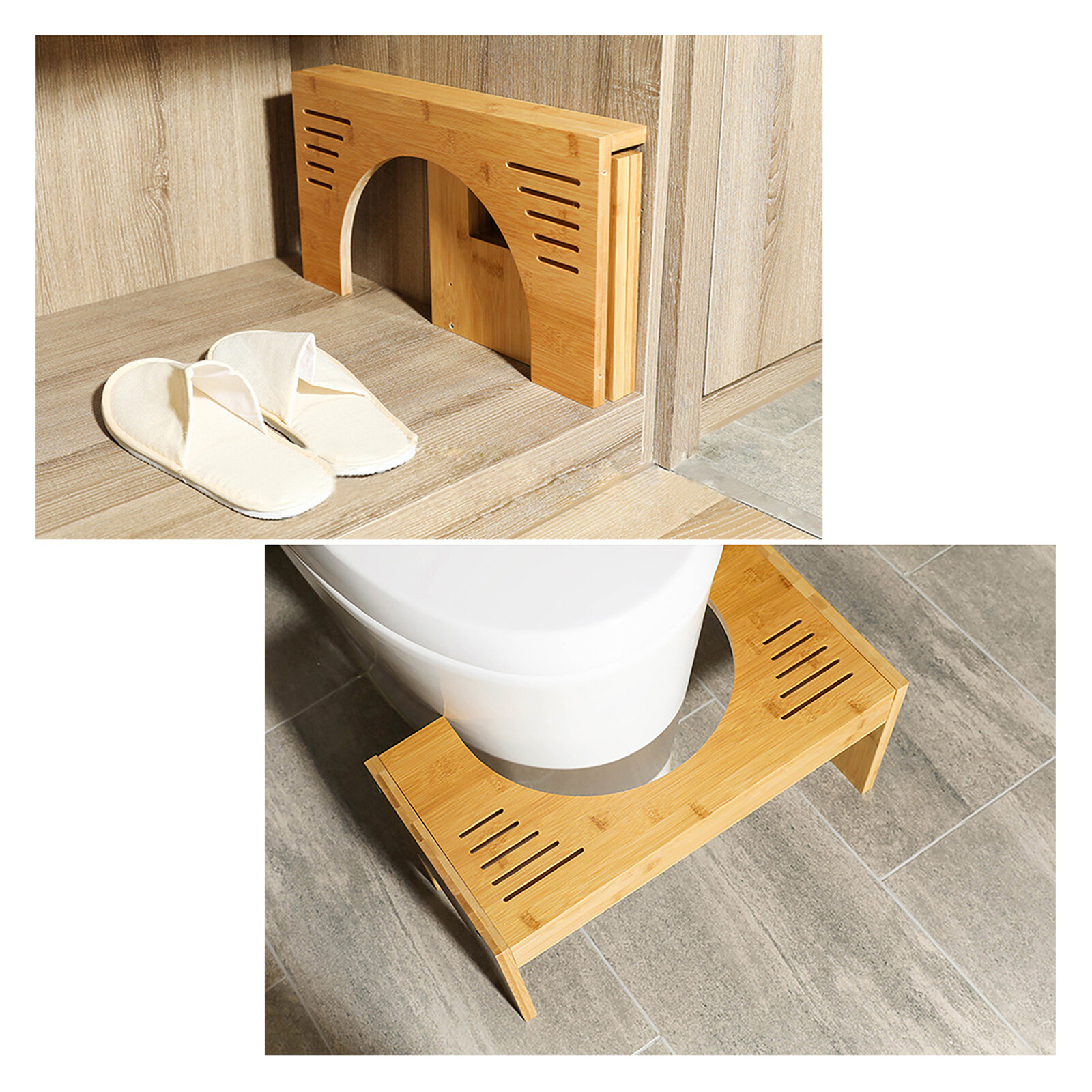 Bamboo Adjustable Toilet Stool, 7-9 Inches Bamboo Potty Stool, Poop Stool gallery