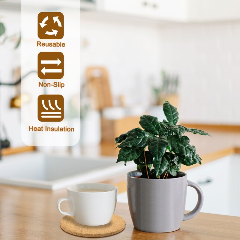 8Pcs Cork Coasters for Drinks, Round 100mm/3.94inch (Thickness 4mm) gallery