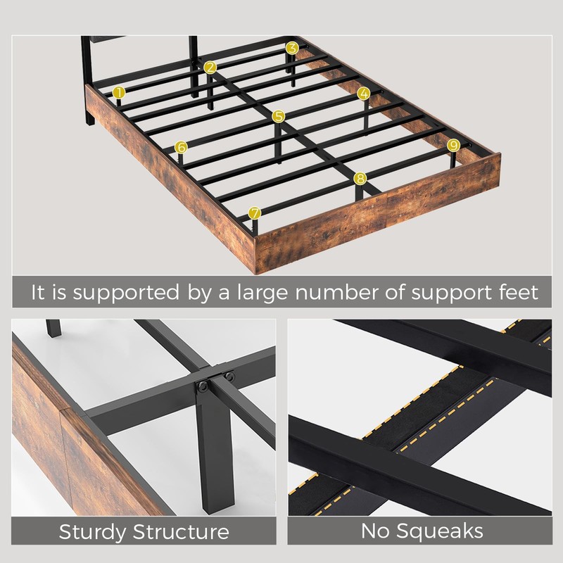 LUCKLIFE Floating Bed Frame Queen Size, with Adjustable Headboard and Smart L... gallery