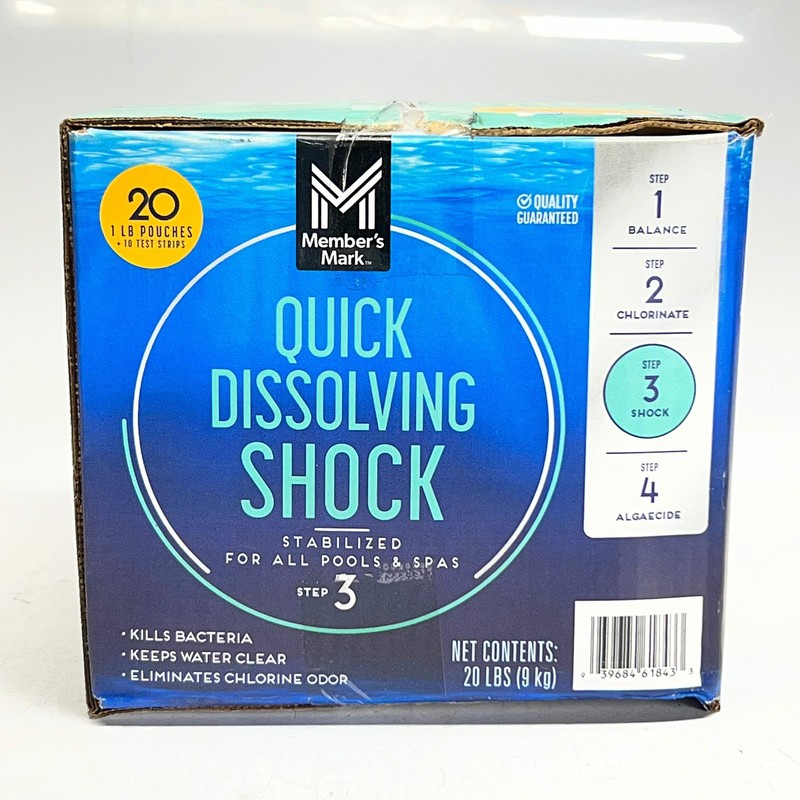 MEMBER'S MARK Quick Dissolving Shock 20lb with 10 Test Strips Blue gallery