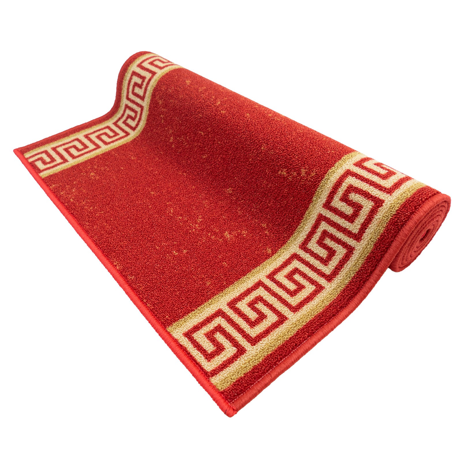 Custom Size Low Profile Loop Pile Meander Greek Key RED Desing Runner Rug Carpet gallery