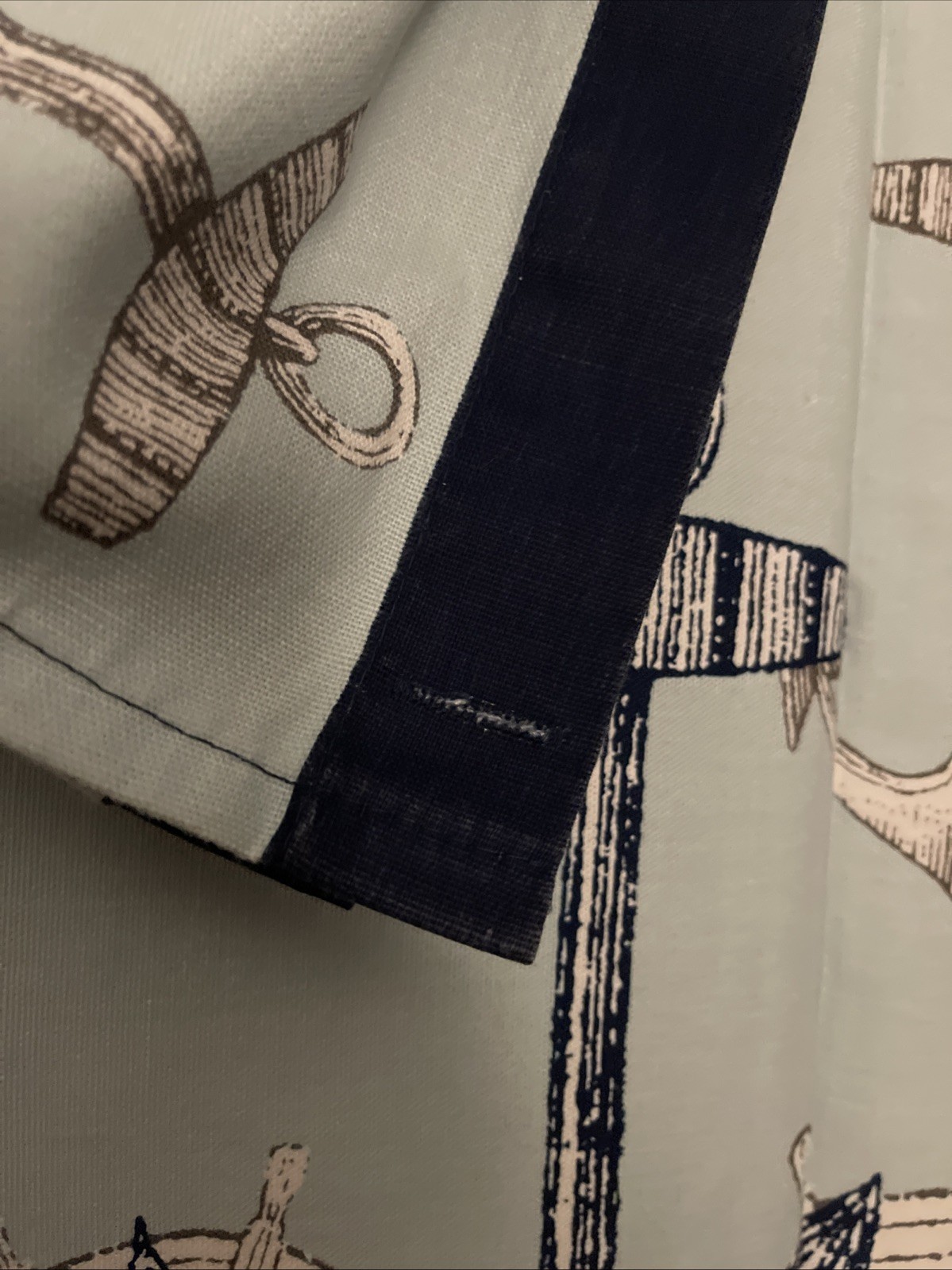 Nautical Heavyweight Fabric Shower Curtain Anchors Ship Wheels Blue Cotton Blend gallery