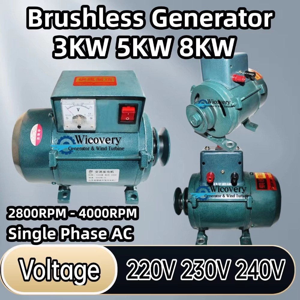 5KW 10KW 220V Single Phase Permanent Magnet Alternator Dynamo Hydrolic Generator gallery